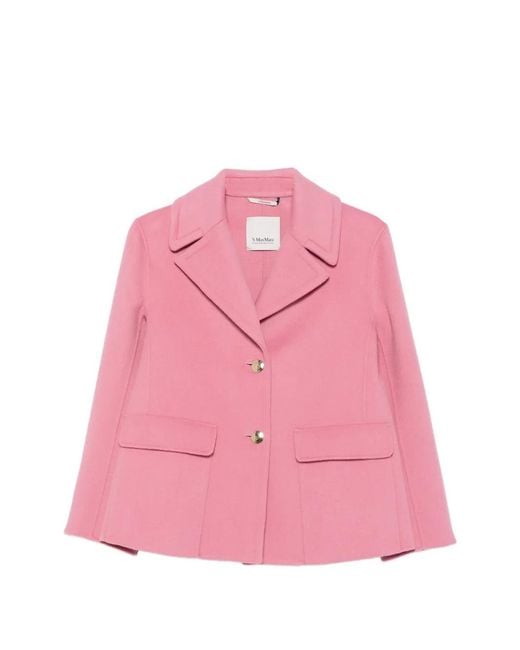 Max Mara Pink Button-Fastening Notched-Lapel Jacket