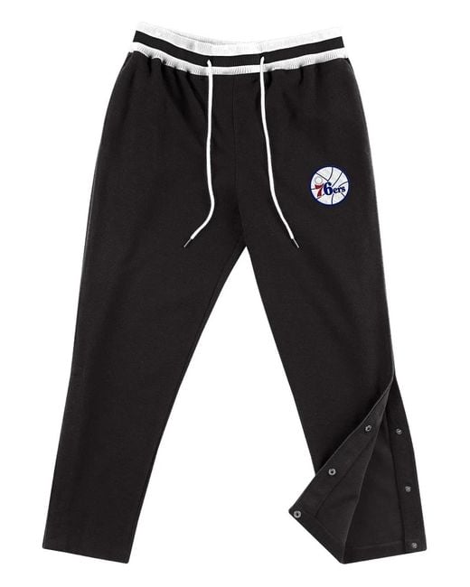 Mitchell & Ness Black Philadelphia 76Ers Reversed Fleece Tearaway Track Pants for men