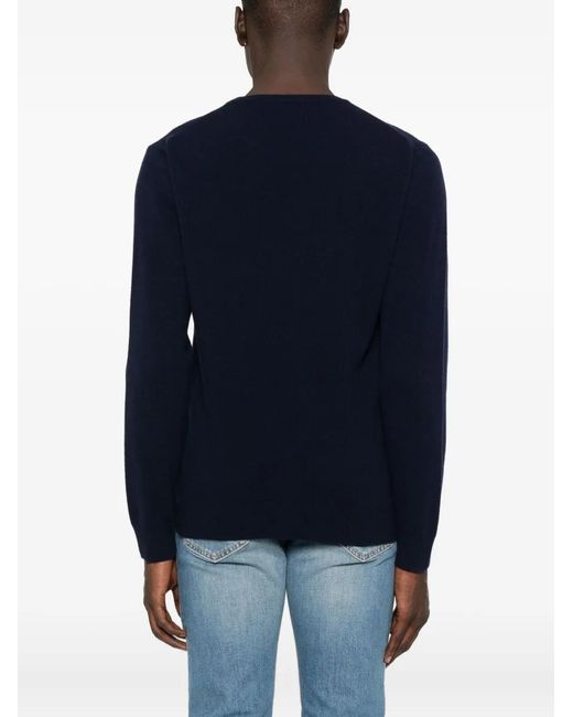 Daniele Fiesoli Blue Round-Neck Cashmere Sweater for men
