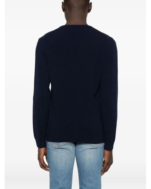 Daniele Fiesoli Blue Round-Neck Cashmere Sweater for men