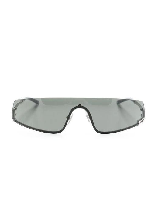 Gucci Gray Square-G-Motif Shield-Frame Sunglasses