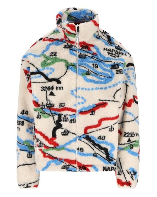 Napapijri Blue Graphic-Print Fleece Jacket for men