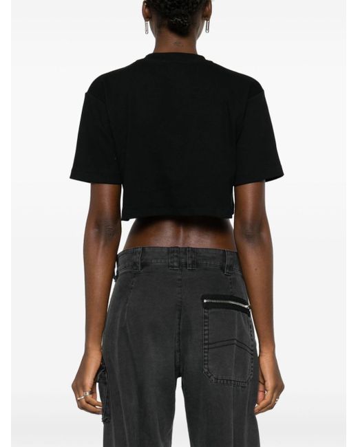 Cropped Thirt con Off ricamo di Off-White c/o Virgil Abloh in Black