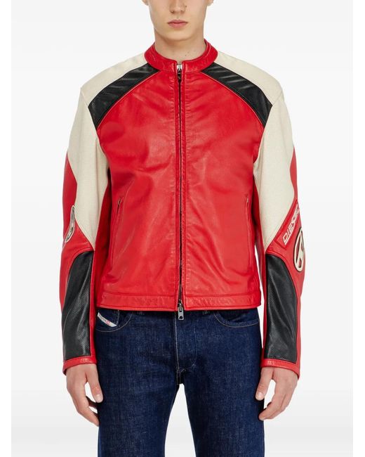 DIESEL Red Veste De Moto En Cuir for men