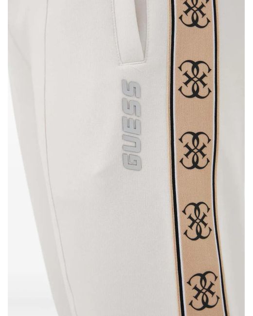 Guess White Logo-Tape Track Pants for men