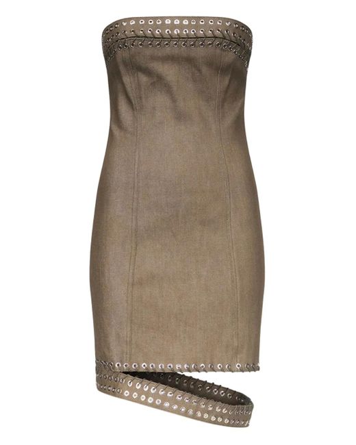 Ludovic de Saint Sernin Natural Eyelet-Detailing Mini Dress
