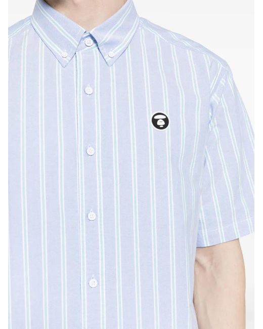 Aape By A Bathing Ape Blue Striped Cotton Shirt for men