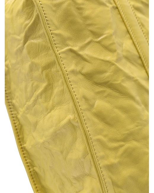 Prada Yellow Logo-Plaque Tote Bag