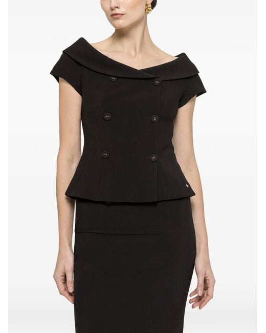 Nissa Black Off-Shoulder Fitted Blouse