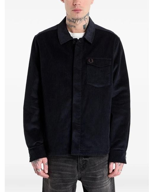 Fred Perry Black Corduroy Overshirt for men