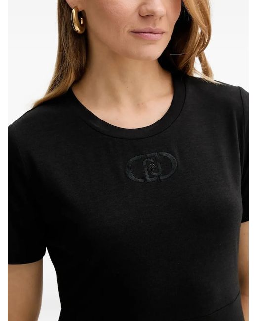 Liu Jo Black Embroidered-Drawstring Mini Dress