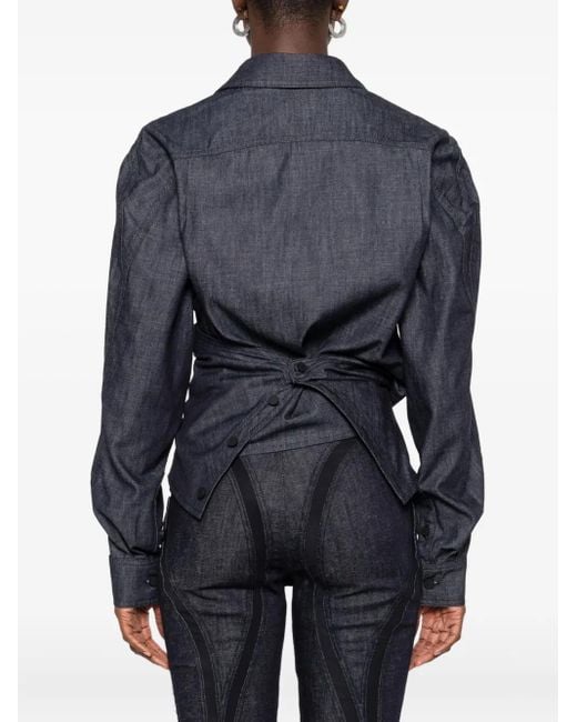 Mugler Gray Asymmetrical Button-Fastening Shirt