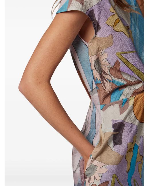 Paul Smith Blue River Collage Graphic-Print Tie-Front Dress