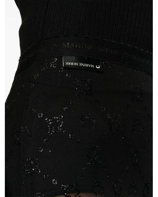 MARINE SERRE Gray "Moonogram" Mesh Flock Tights