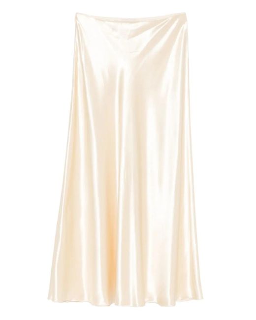 Alberta Ferretti White Satin Midi Skirt