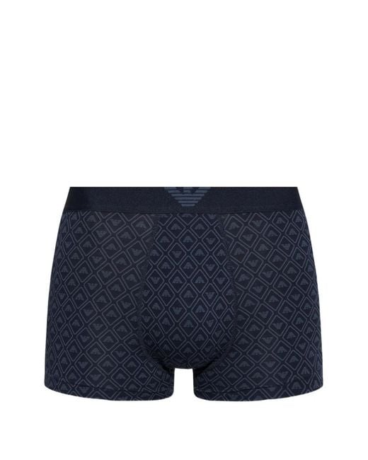 Emporio Armani Blue Monogram-Print Boxer Briefs for men