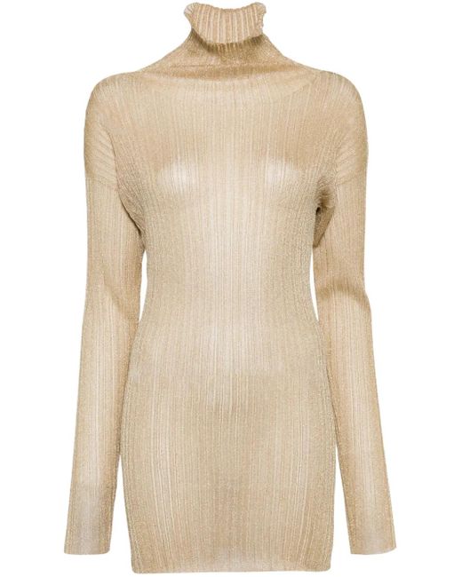 Fabiana Filippi Natural Lurex-Detail Sheer Jumper