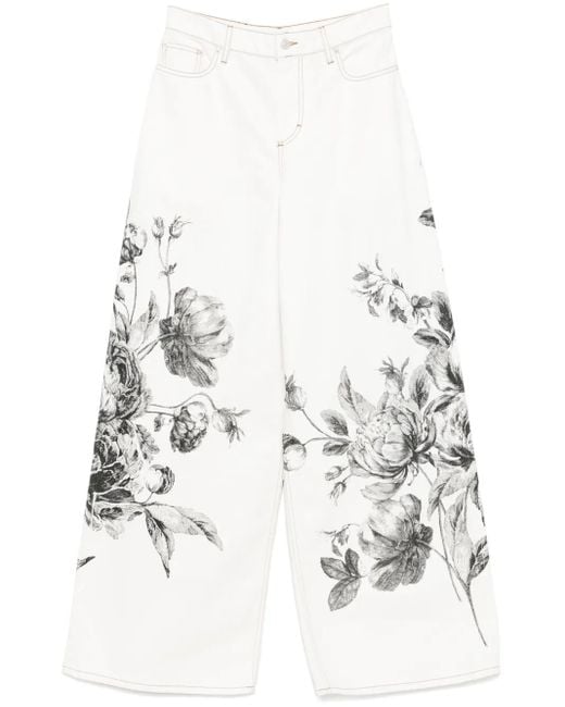 Erdem White Jeans Flores Crudo