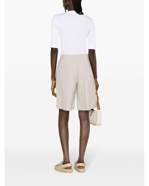 Brunello Cucinelli Natural Pleated Tailored Shorts
