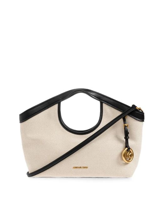 MICHAEL Michael Kors Black Haddie Leather-Trim Tote Bag