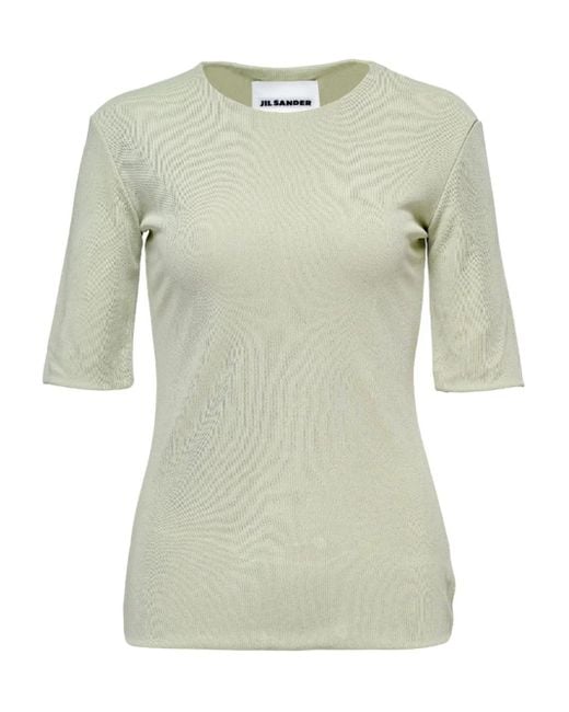 T-Shirt Girocollo A Maniche Corte di Jil Sander in Green