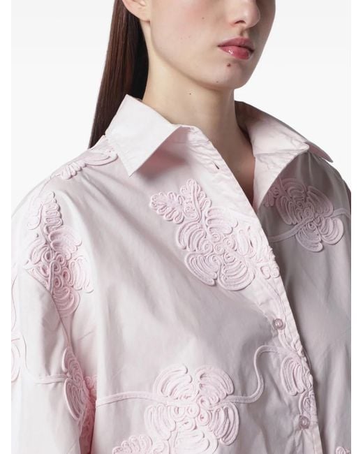 ROTATE BIRGER CHRISTENSEN Pink Flower-Appliqué Oversized Shirt