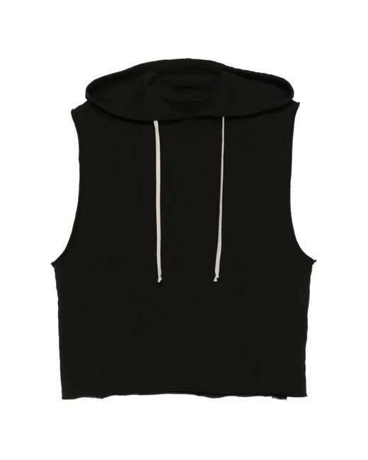 Rick Owens Black Hoodie À Design Sans Manches for men