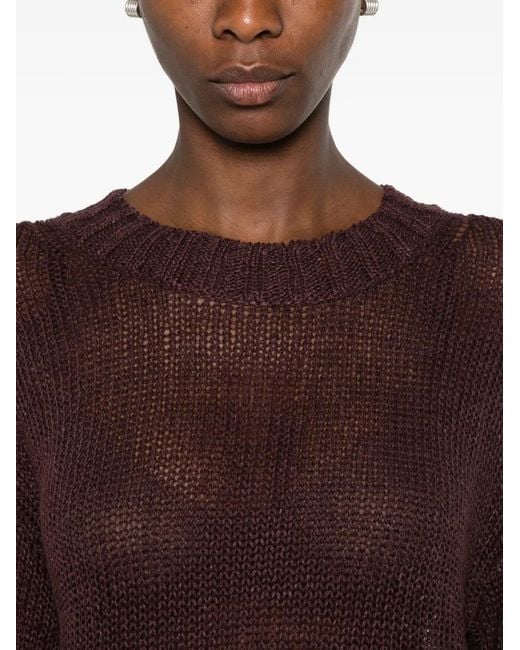 Enza Costa Purple Open-Knit Sweater