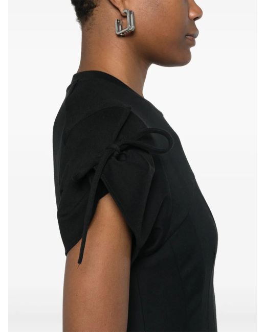 Aganovich Black Pleat-Detail Midi Dress