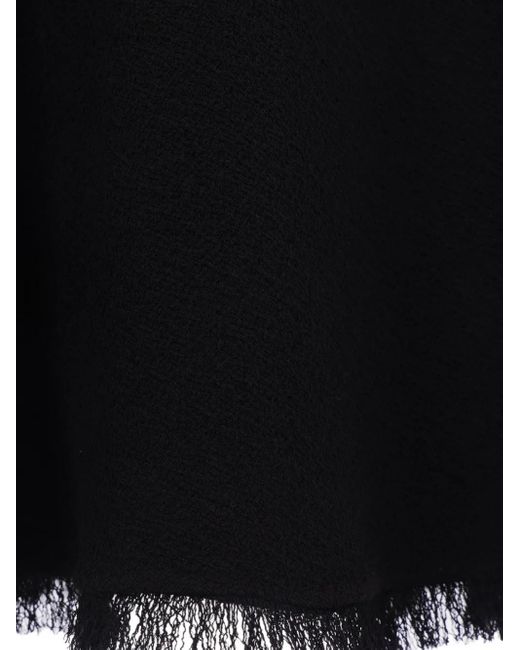 The Row Black Asymmetric-Neckline Fringed Maxi Day Dress