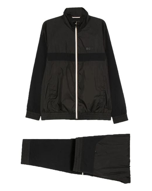 Boss Black Panelled Zip-Fastening Tracksuit for men