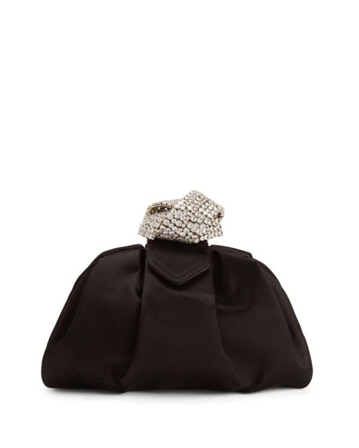 Giuseppe Zanotti Black Crystal-embellished Satin Clutch Bag