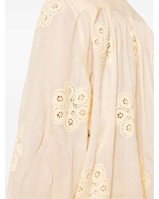 Zimmermann Natural Acadian Floral-embroidered Blouse