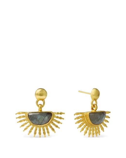 Ottoman Hands Metallic Labradorite Sunrise Hammered Drop Earrings