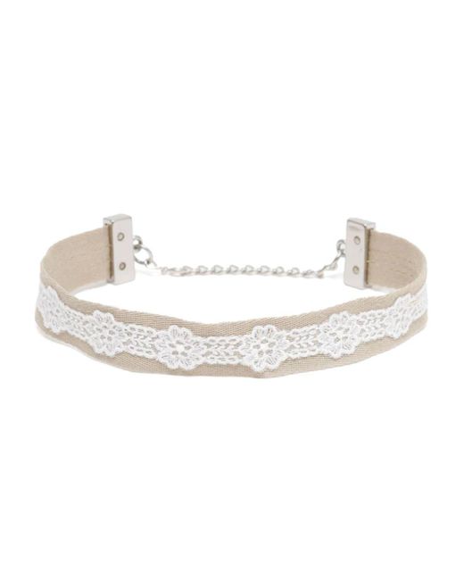 Our Legacy White Choker mit blumiger Spitze