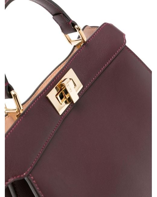 Fendi Purple Mini Peekaboo Leather Tote Bag