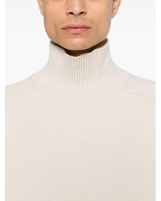 Soft Goat White Long-Sleeve Roll-Neck Sweater for men