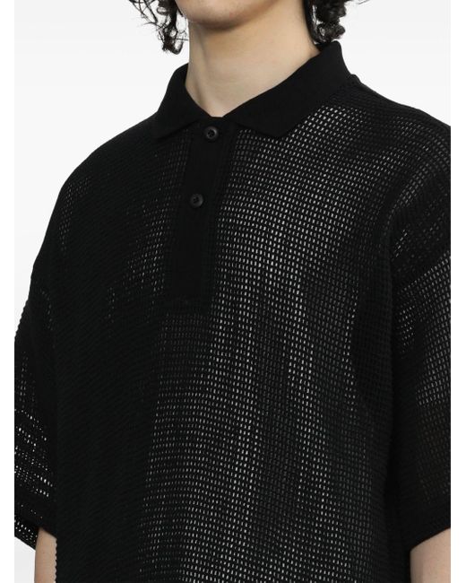 Izzue Black Open-knit Polo Shirt for men