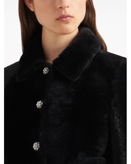 Prada Black Cropped Shearling Jacket