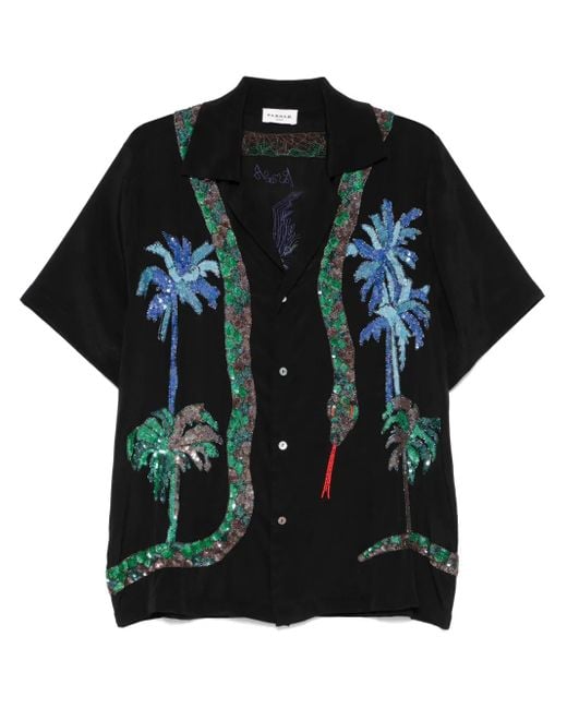 P.A.R.O.S.H. Black Sequin-Embellished Shirt