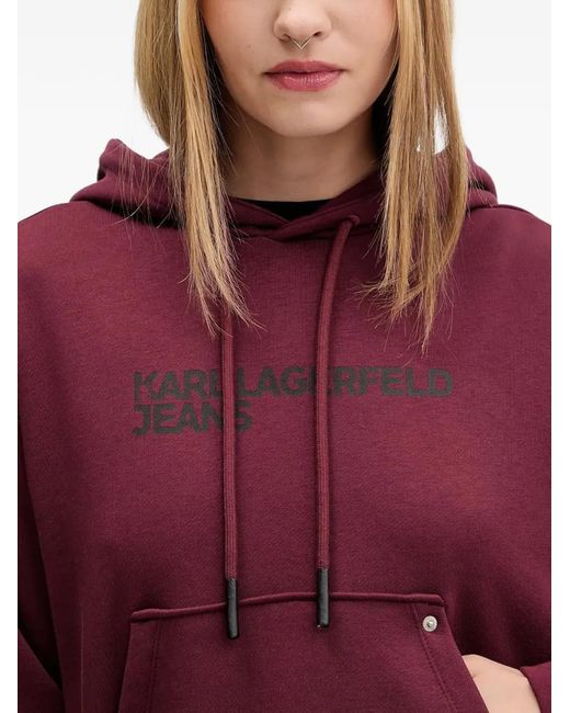 Karl Lagerfeld Red Logo-Print Hoodie