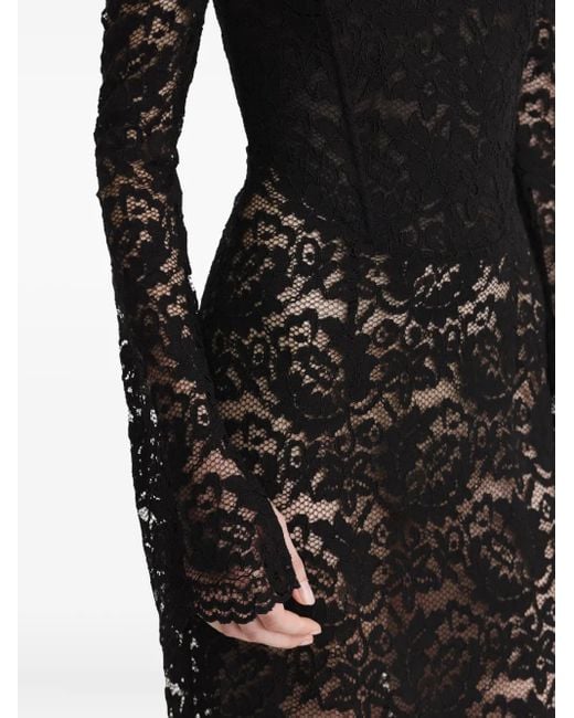 2310 STUDIO Black Off-Shoulder Lace Midi Evening Dress