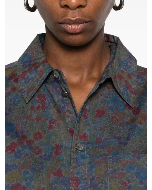 6397 Gray Button-Down-Hemd Mit Blumenmuster