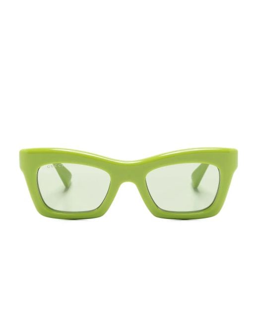 Gucci Green Rectangle-Frame Sunglasses