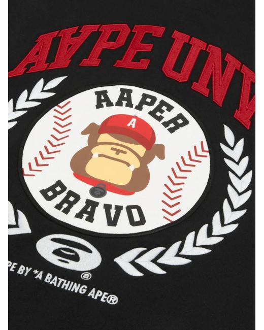 Aape By A Bathing Ape Black Logo-Appliqué Hoodie for men