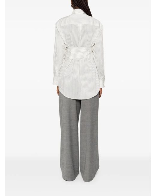 Rohe White Belted Pinstriped Shirt