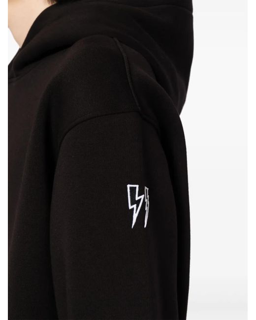 Neil Barrett Black Minimalist Bolts Appliqué-Detail Hoodie for men