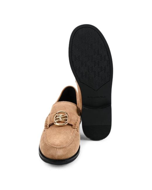 Karl Lagerfeld White Logo-Plaque Suede Loafers