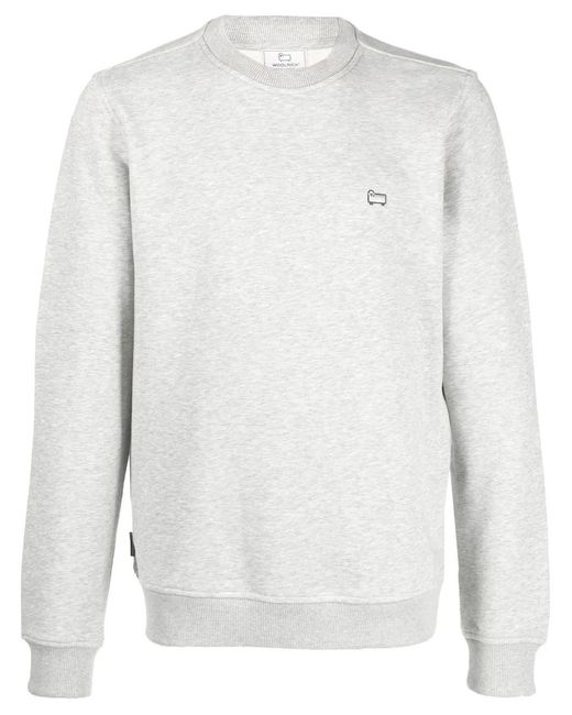 Woolrich White Sheep-Patch Detail Sweatshirt for men