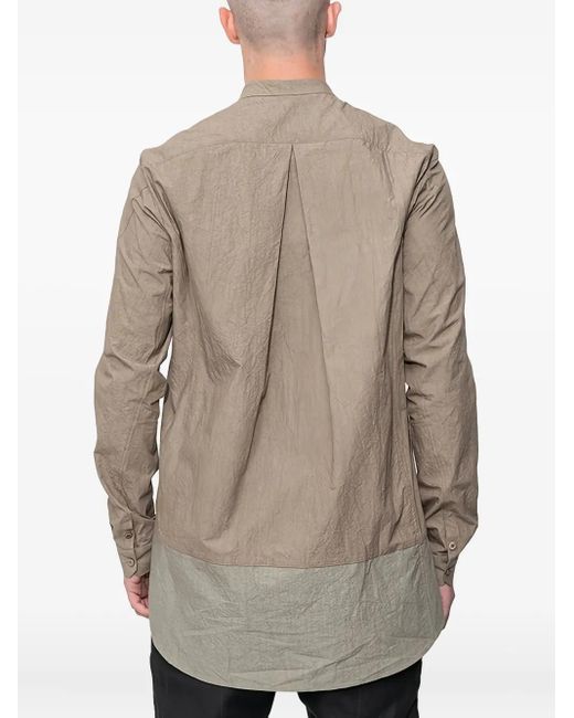 DEVOA Natural Mandarin-Collar Panelled Shirt for men